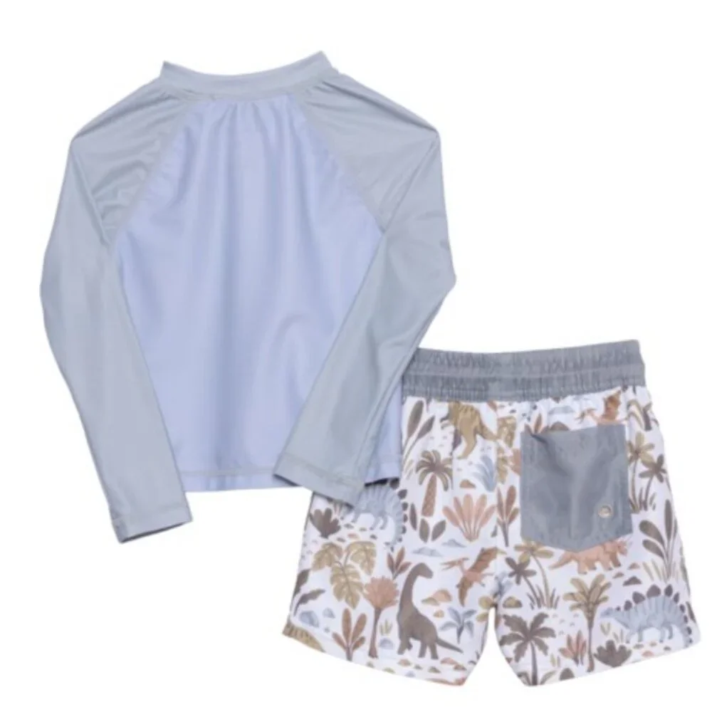 NWT PANAMA JACK Toddler Boys 3pk Dinosaurs Swim Trunks Set with Backpack